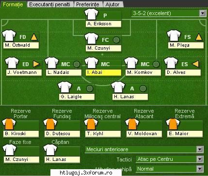 ah iara am uitat sa pun sa joc in clasicul 3-5-2 cu atac pe normal sa nu li se urce la cap:)
